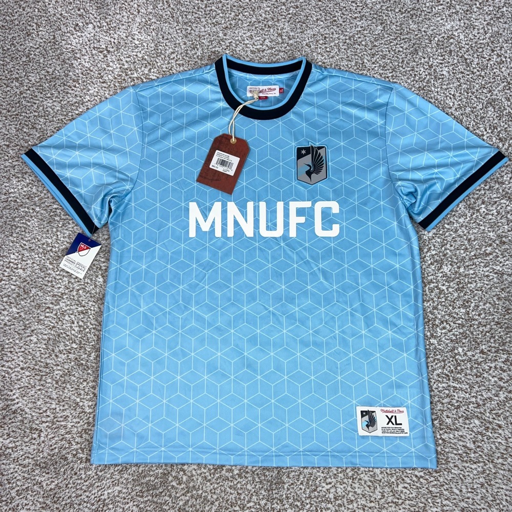 Minnesota United FC Shirt Mens XL Mitchell Ness MLS Soccer Blue Sports Logo Top
